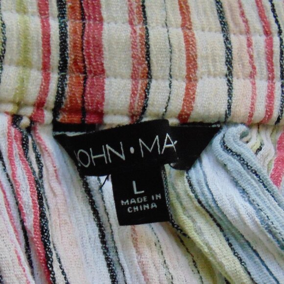 John Mark 100% Cotton Multi-Colored Striped Elastic Waist Maxi Skirt L - Picture 6 of 8